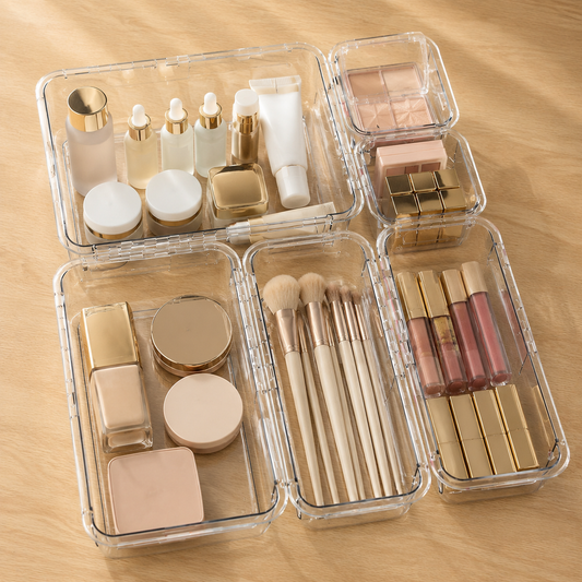 Clear Acrylic Makeup Organizer | Minimalist Vanity Storage Solution