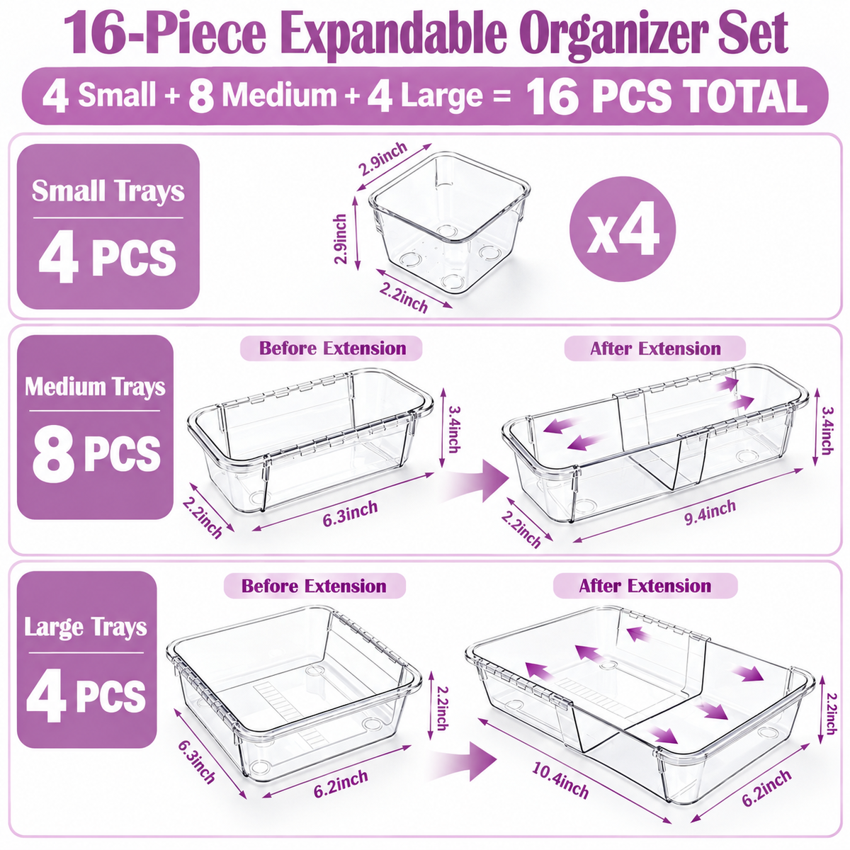 Clear Acrylic Drawer Organizer