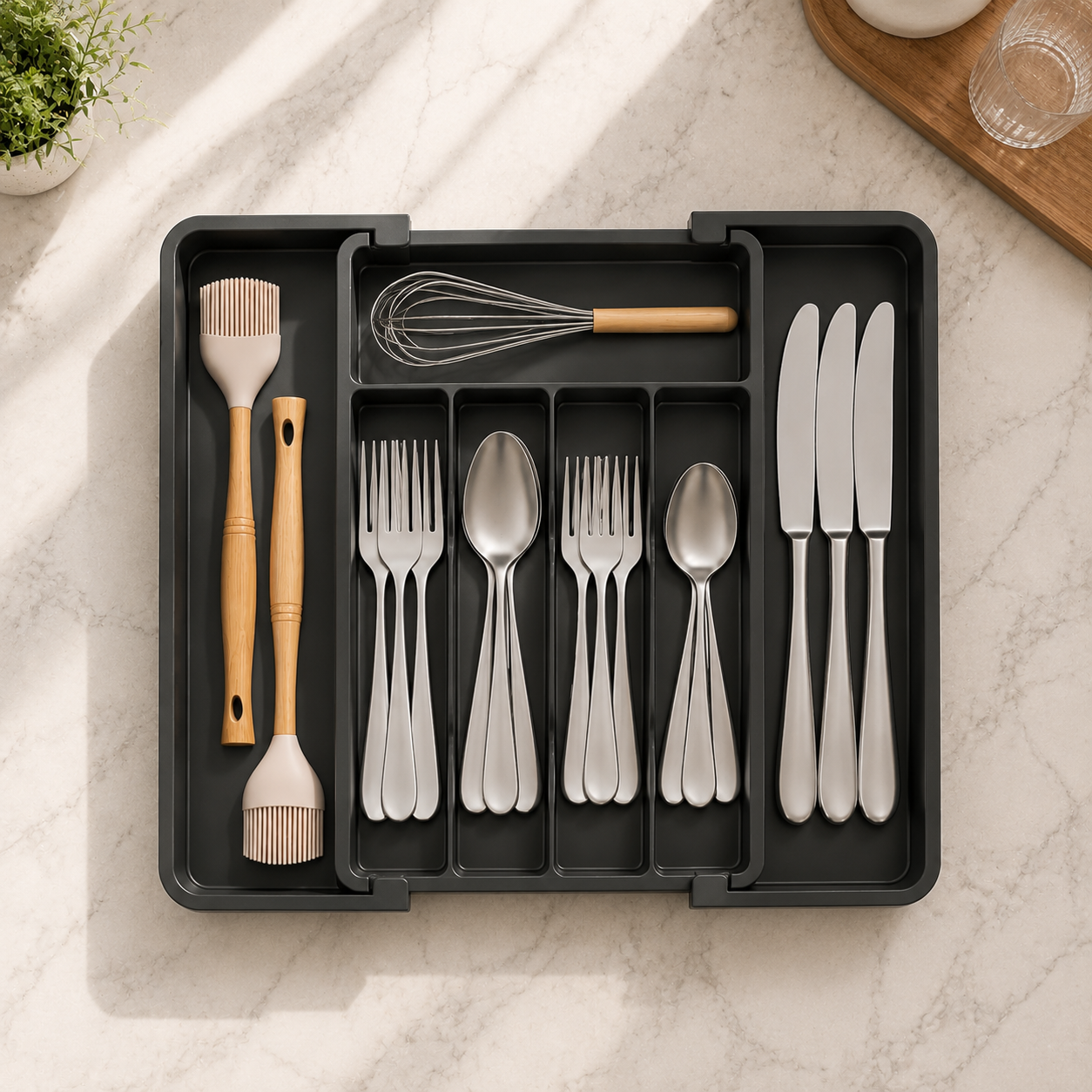 Adjustable Kitchen Drawer Organizer | Minimalist Utensil Storage Solution