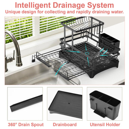 Expandable 2-Tier Dish Drying Rack