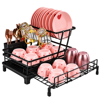 Expandable 2-Tier Dish Drying Rack