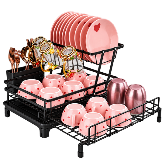 Expandable 2-Tier Dish Drying Rack