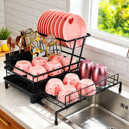 Expandable 2-Tier Dish Drying Rack